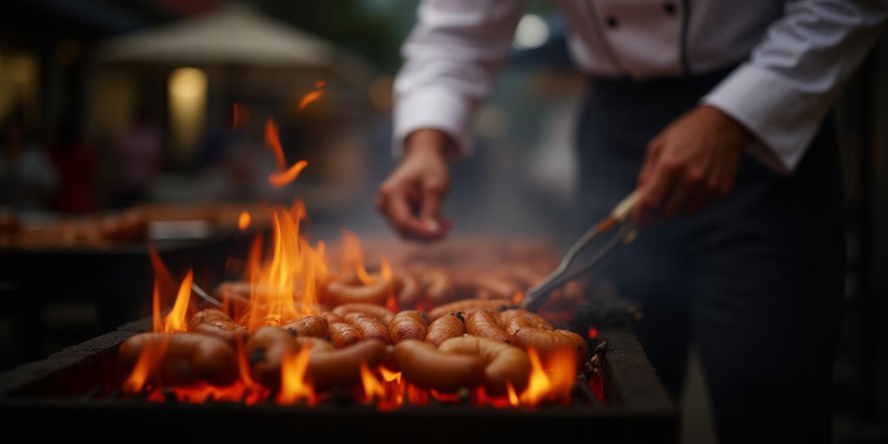 Chef grilling gourmet street food